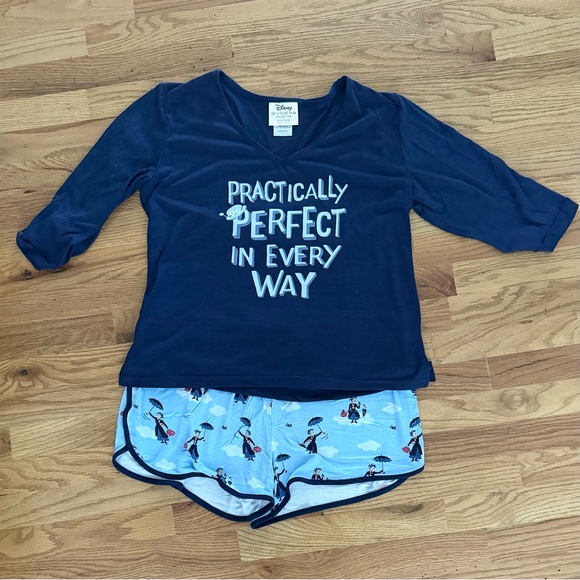 Disney Mary Poppins Munki Munki Women’s Shorts PJ Set L Excellent Condition - Picture 1 of 6